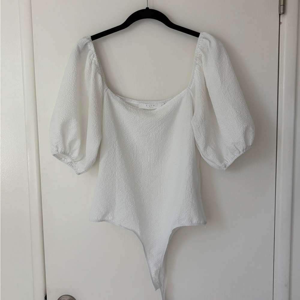 Astr The Label White Puff Sleeve Bodysuit Women's
